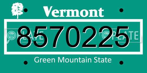 8570225 Vermont License Plate