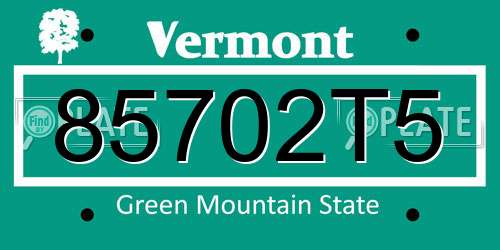 85702T5 Vermont License Plate