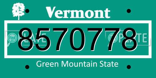8570778 Vermont License Plate