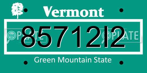 85712I2 Vermont License Plate