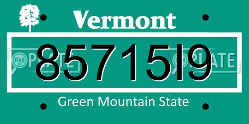 85715I9 Vermont License Plate