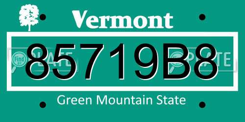 85719B8 Vermont License Plate