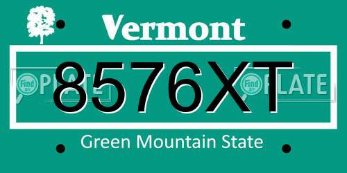 8576XT Vermont License Plate