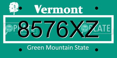 8576XZ Vermont License Plate