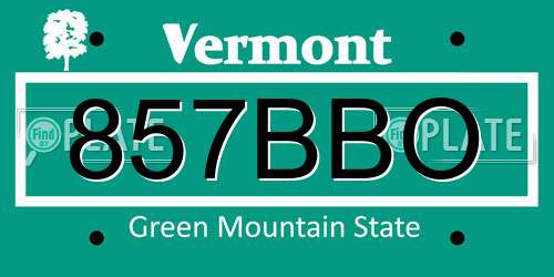 857BBO Vermont License Plate