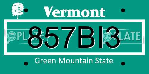 857BI3 Vermont License Plate