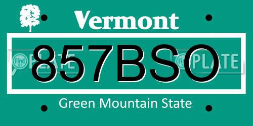857BSO Vermont License Plate