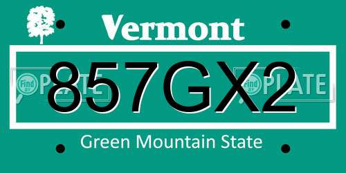 857GX2 Vermont License Plate
