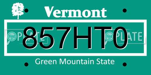 857HT0 Vermont License Plate