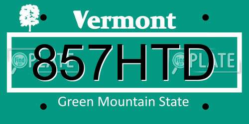 857HTD Vermont License Plate