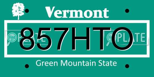 857HTO Vermont License Plate