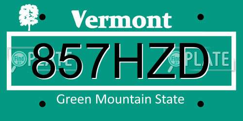 857HZD Vermont License Plate