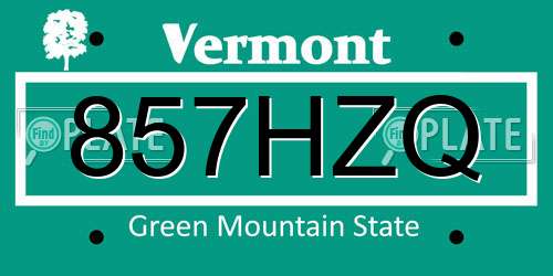 857HZQ Vermont License Plate