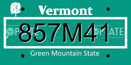 857M41 Vermont License Plate