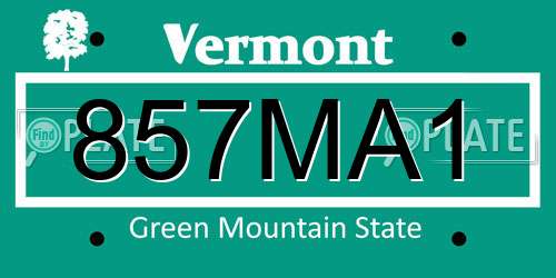 857MA1 Vermont License Plate