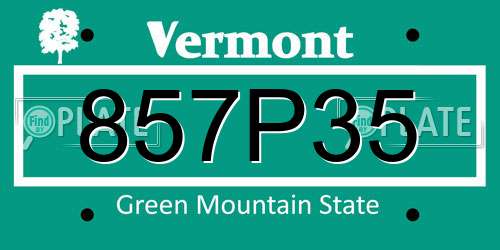 857P35 Vermont License Plate