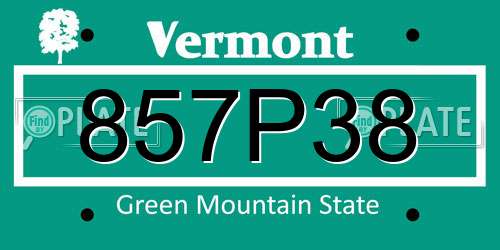 857P38 Vermont License Plate