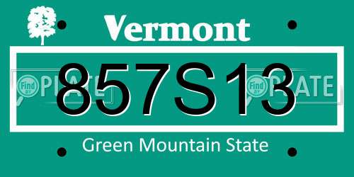 857S13 Vermont License Plate