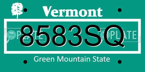 8583SQ Vermont License Plate