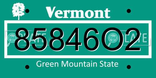 85846O2 Vermont License Plate