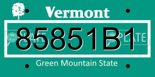 85851B1 Vermont License Plate