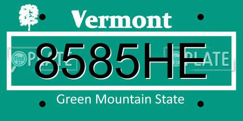 8585HE Vermont License Plate
