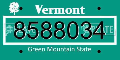 8588034 Vermont License Plate
