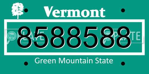 8588588 Vermont License Plate