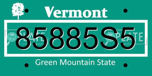85885S5 Vermont License Plate