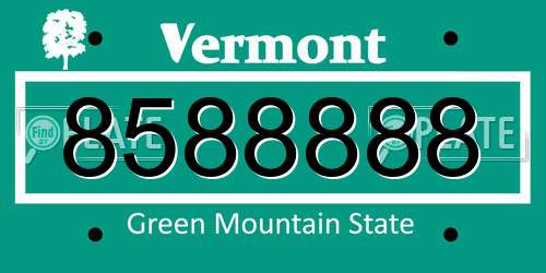 8588888 Vermont License Plate