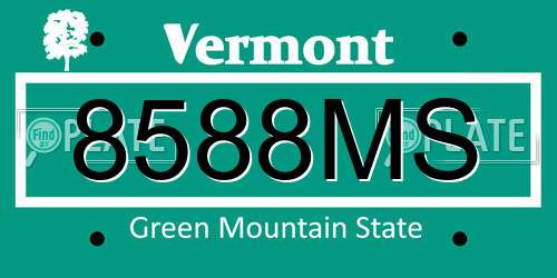 8588MS Vermont License Plate