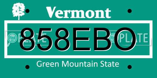 858EBO Vermont License Plate