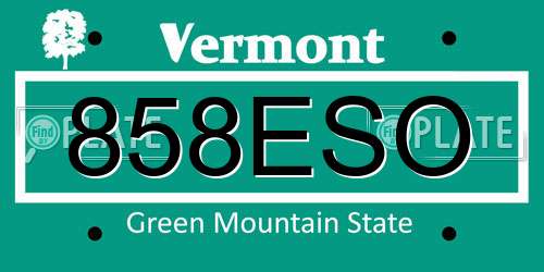 858ESO Vermont License Plate