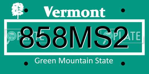858MS2 Vermont License Plate
