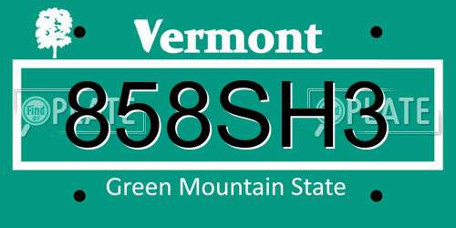 858SH3 Vermont License Plate