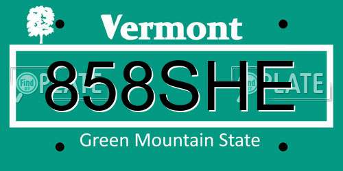858SHE Vermont License Plate