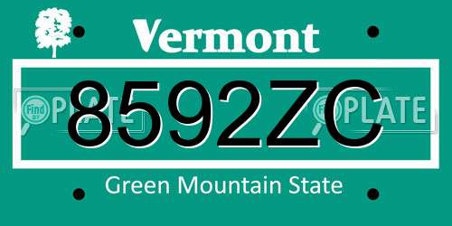 8592ZC Vermont License Plate