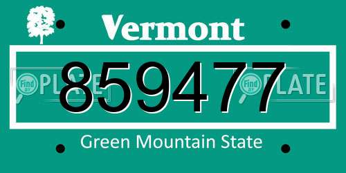 859477 Vermont License Plate