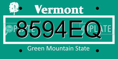 8594EQ Vermont License Plate