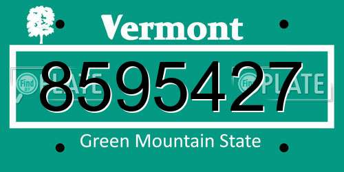 8595427 Vermont License Plate