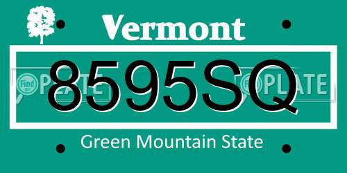8595SQ Vermont License Plate