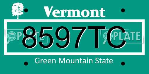 8597TC Vermont License Plate