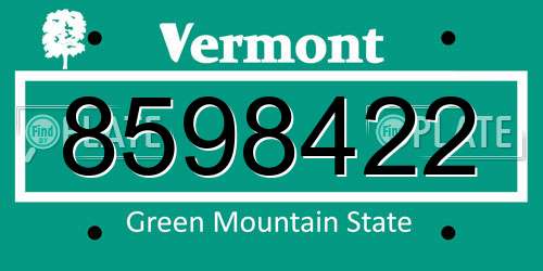 8598422 Vermont License Plate
