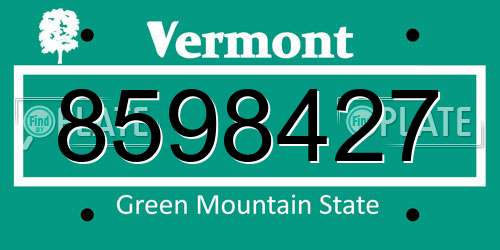 8598427 Vermont License Plate