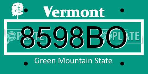 8598BO Vermont License Plate