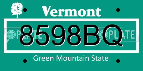 8598BQ Vermont License Plate