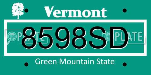 8598SD Vermont License Plate