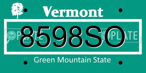 8598SO Vermont License Plate