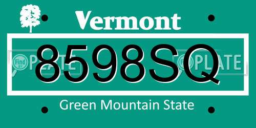 8598SQ Vermont License Plate