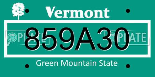 859A30 Vermont License Plate